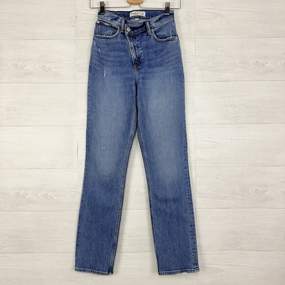 Abercrombie & Fitch Cross Waist Jeans 24 Ultra High Rise 90s Straight Curve Love - Picture 14 of 15